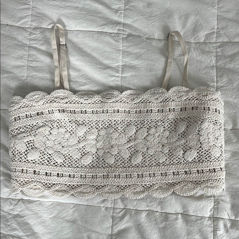 White Lace Crochet Crop Top